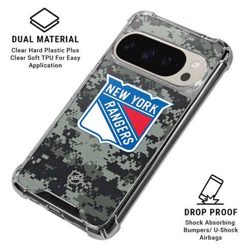 NHL New York Rangers Camo Pixel 9/9 Pro Clear Case